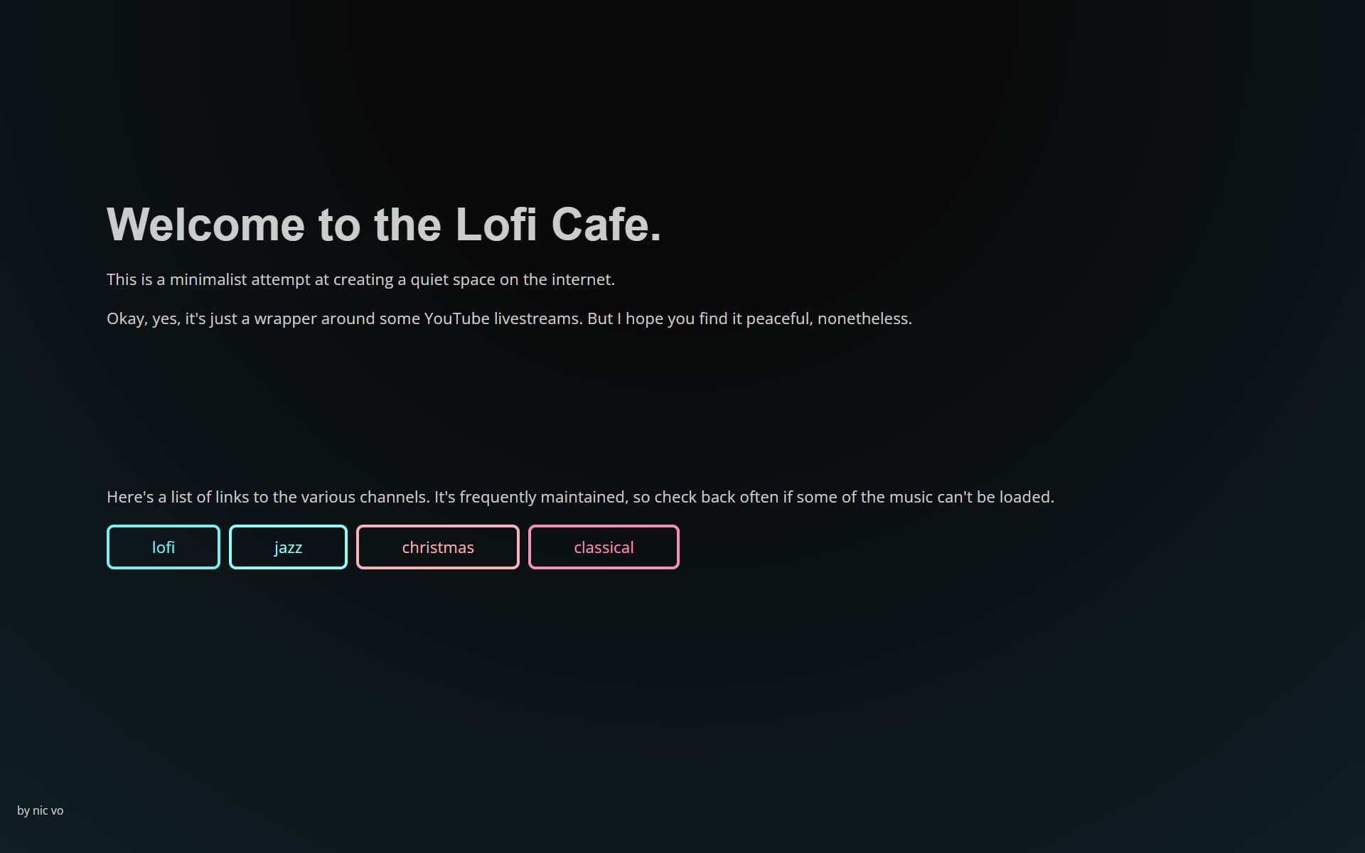 Lofi Cafe landing page