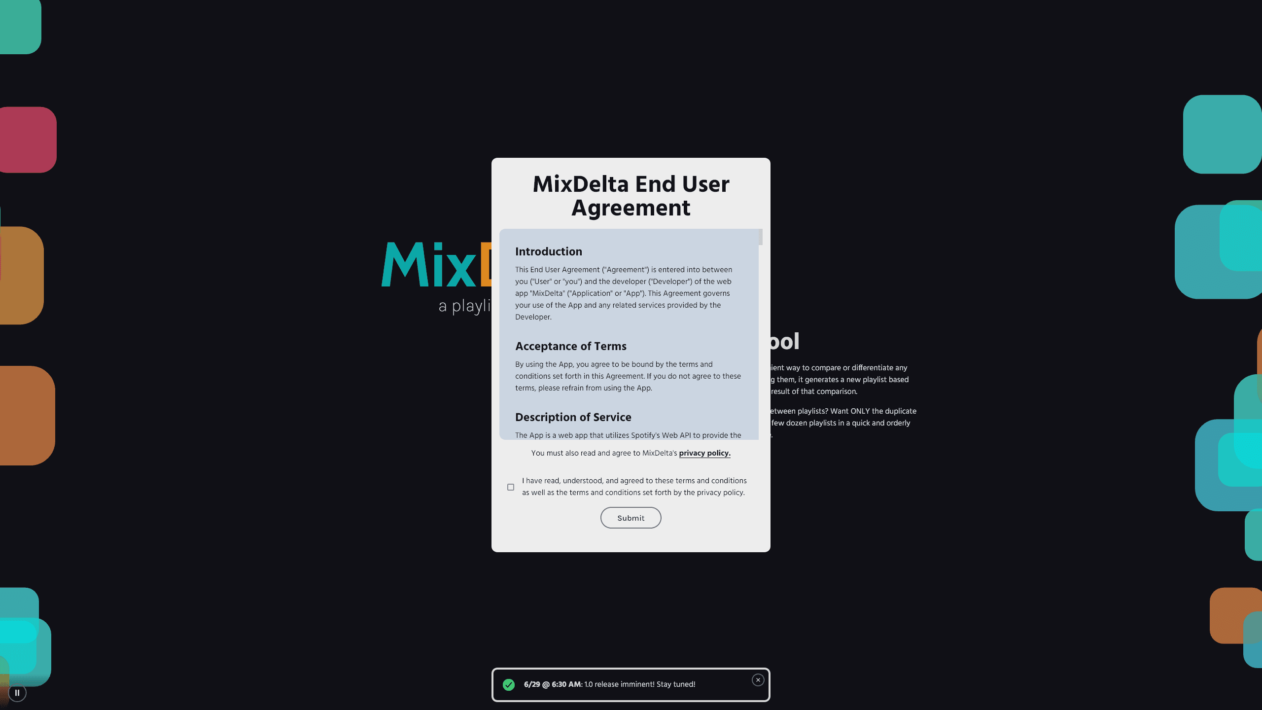 MixDelta terms modal